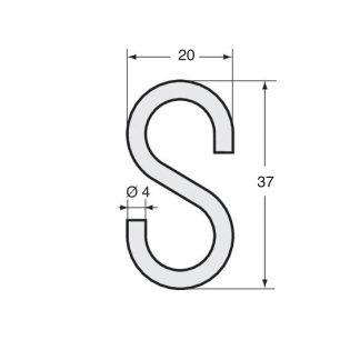 GANCIO A "S" ZINCATO 20X37