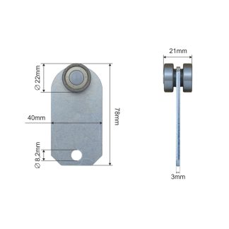 CARRUCOLA 1 RUOTA INOX 2 CUSCINETTI &Oslash;22 1 FORO